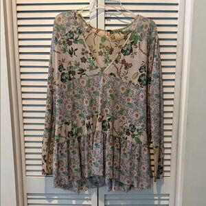 Free People Isabelle Patchwork Long Sleeve Top